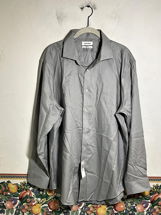 Calvin Klein Other - Calvin Klein Steel+ Slim Fit Stretch Dress Shirt Grey 17 32/33 XL NWT